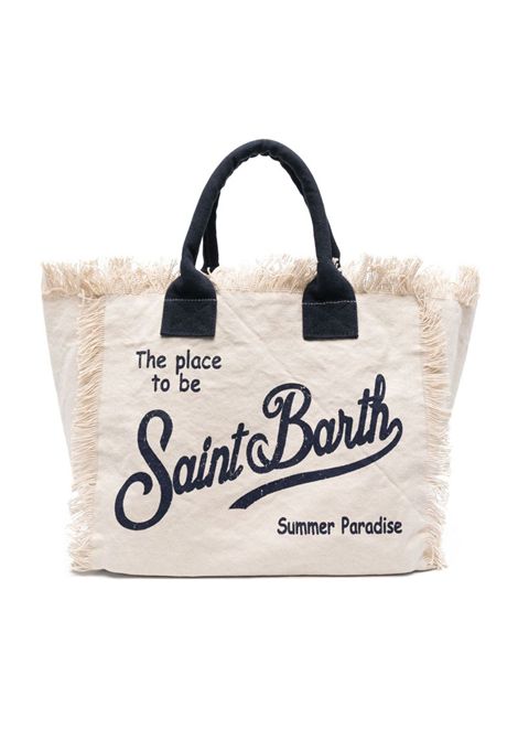 Borsa Mc2 Saint Barth Vanity bianca blu canvas frange MC2 SAINT BARTH | Borse | VANITY032276H1160
